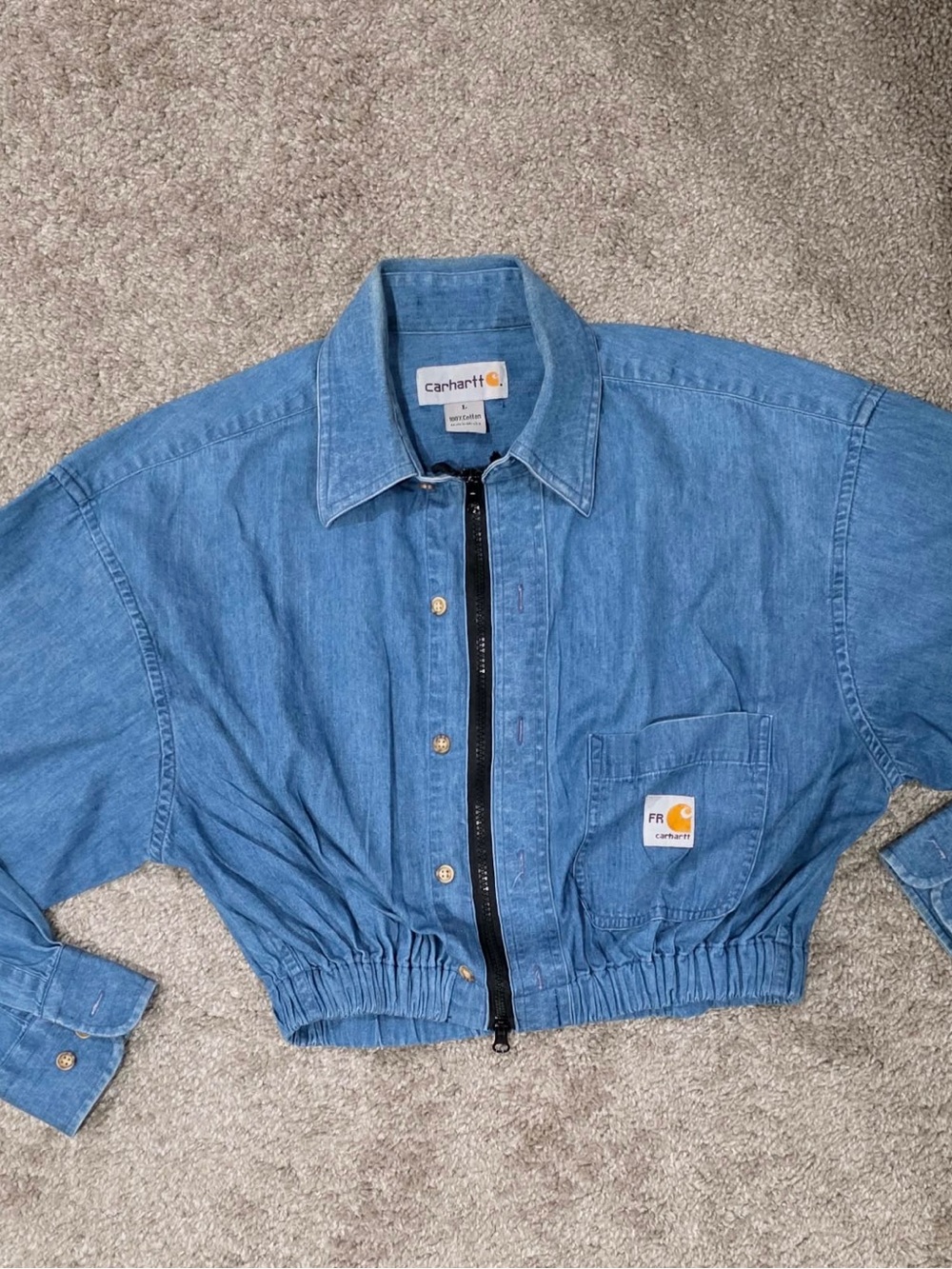 Carhartt Women's Cropped Denim Jacket in Light Blue